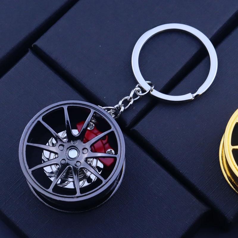 Cross-border Car Brake Keychain with Rotating Wheel & Laser Logo