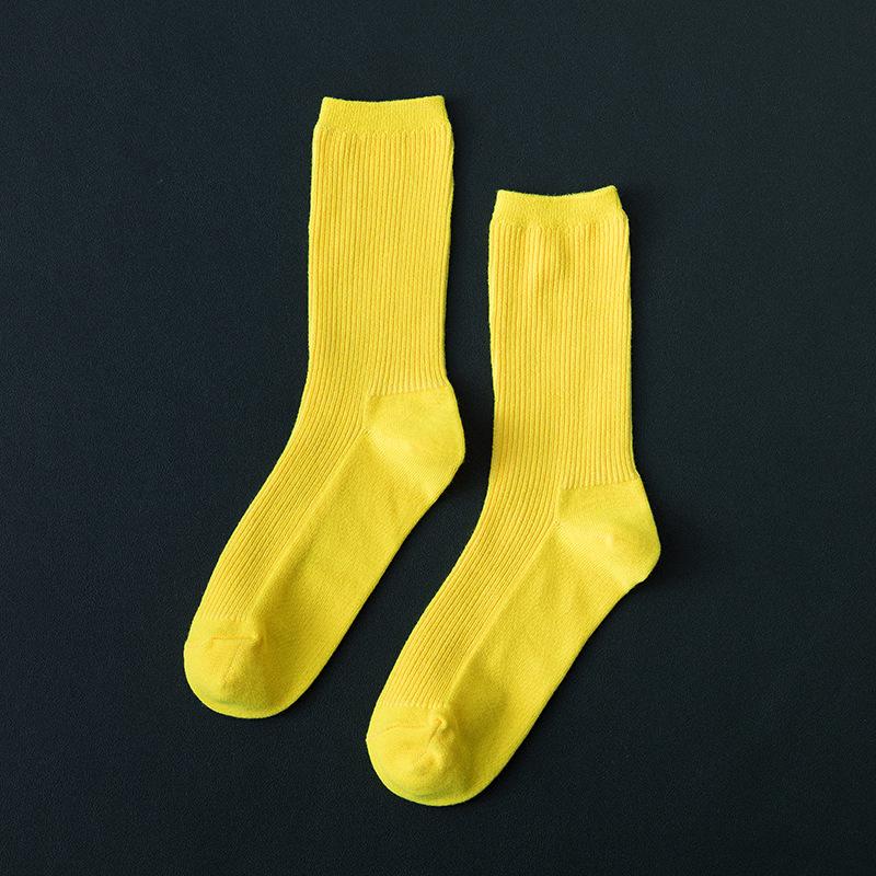 Colorful Harajuku Retro Women Lady Cotton Socks Fluorescent  Neon Color Korean Purple Yellow Pink Designer Skateboard Cool Cute
