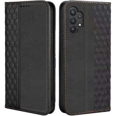 Protective Case - BOOLING - for Samsung Galaxy A32 5G - Black PU Leather - Mosaic Pattern - Magnetic Closure