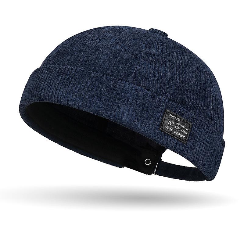 

Autumn and Winter Corduroy Brimless Casual Hat, Personalized Yuppie Hat, Men s and Women s Striped Velvet Melon Skin Hat