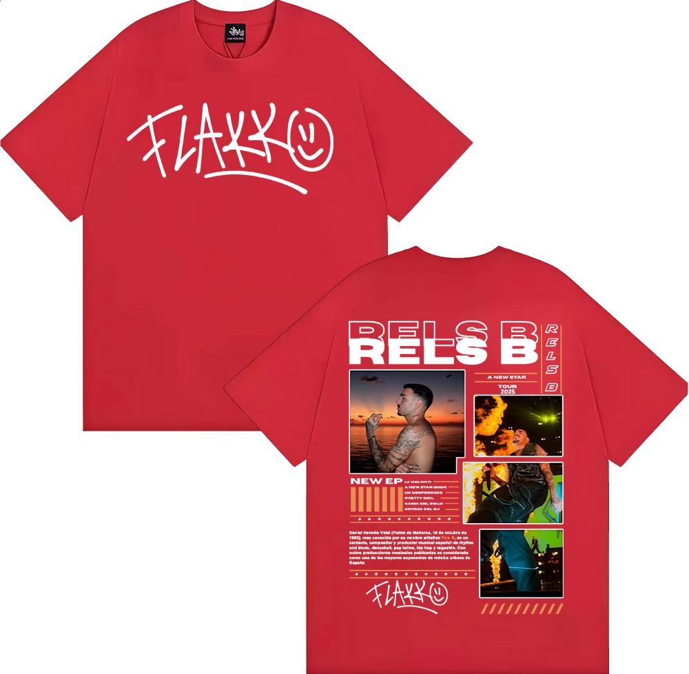 Rapper RELS B Skinny Flakk 2025 Tour Merch T Shirts Men Women Fashion Hip Hop Vintage Tshirt Casual ONeck Short Sleeve T Shirt