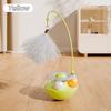 Funny Tumbler Toys for Cat Bite Resistant Removable Turntable Plush Feathers Cat Toy Interactive Cat Teasing Stick with Cat Mint