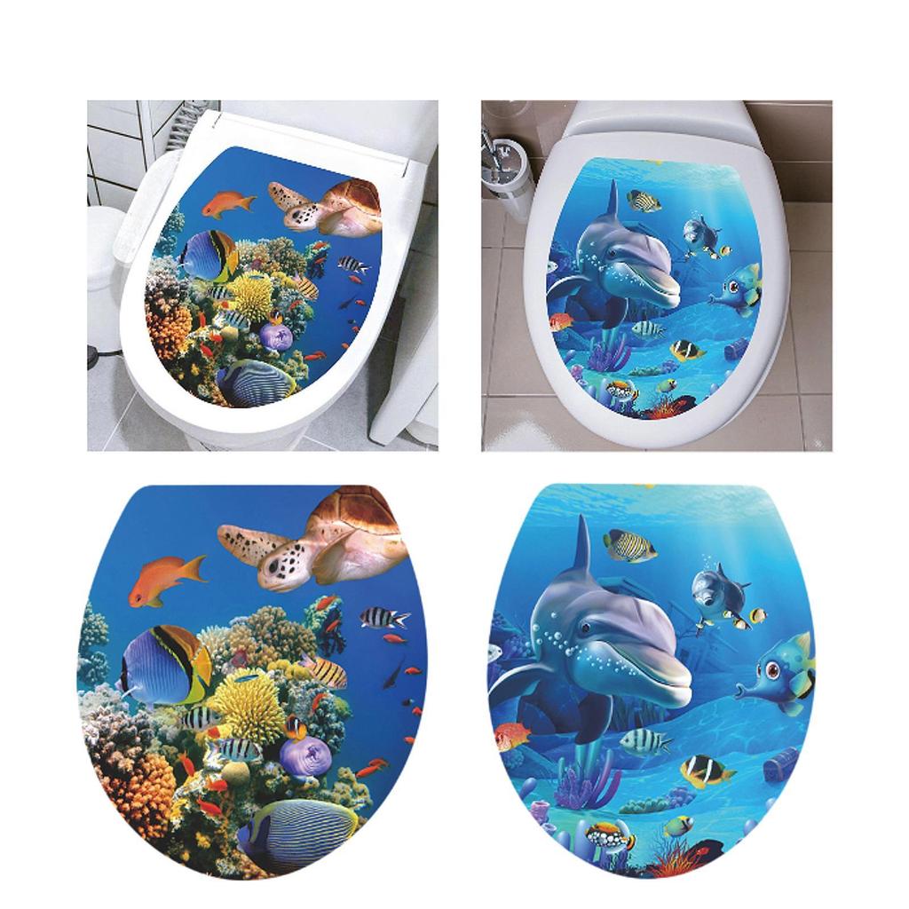 Fürdőszobai WC-matrica, levehető szobadekoráció, 3D víz alatti világ falimatricák bútorokhoz, hálószobához, gyerekszobához, fürdőszobaajtóhoz