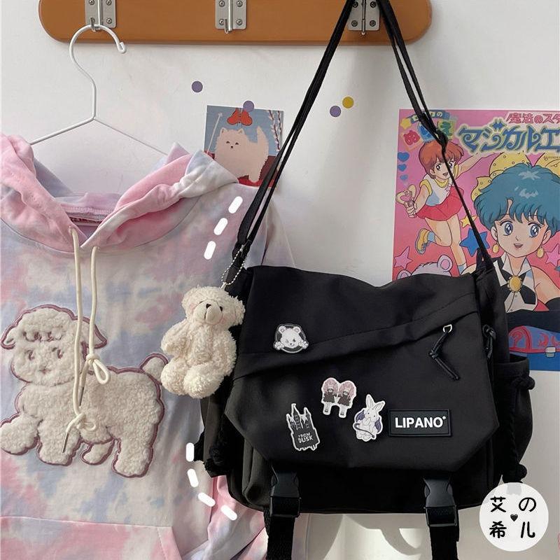 Wind large capacity shoulder bag men's Harajuku retro tooling mailman bag girl student messenger bag