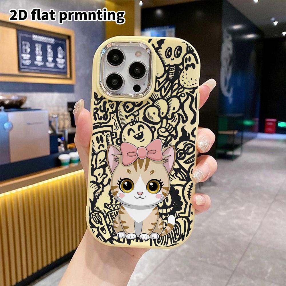 Phone Case: 2D Flat Design Suitable for iPhone 18 17 16 15 14 13 Pro Protective Case, Couple Style, Orange Tabby Cat, Christmas and Halloween Gift