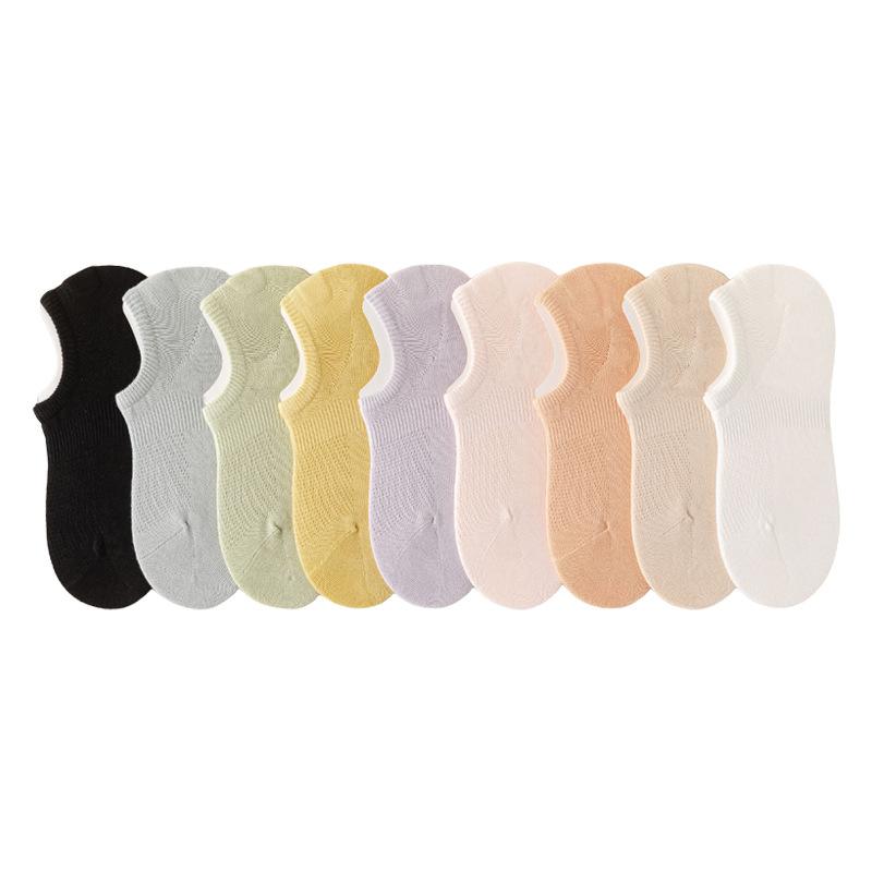 5 Pairs of Female Summer Pure Cotton Deodorant Mesh Thin Style Breathable Boneless Invisible Boat Socks