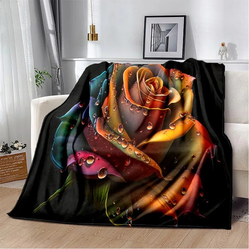 Nordic Love Rose Flowers Daisy Blanket,Soft Throw Blanket for Home Bedroom Bed Sofa Picnic Travel Office Rest Cover Blanket Kids