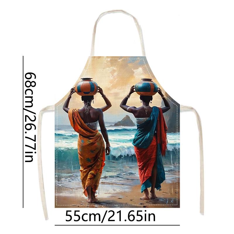 1pc Ethnic Style Printed Cooking Apron for Home Kitchen Work, Colorful Printed Bib Apron for Both Men And Women, Kitchen Apron