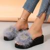 Modne damskie klapki okrągłe plażowe klapki sandały na platformie klinowe pluszowe damskie klapki damskie letnie obuwie