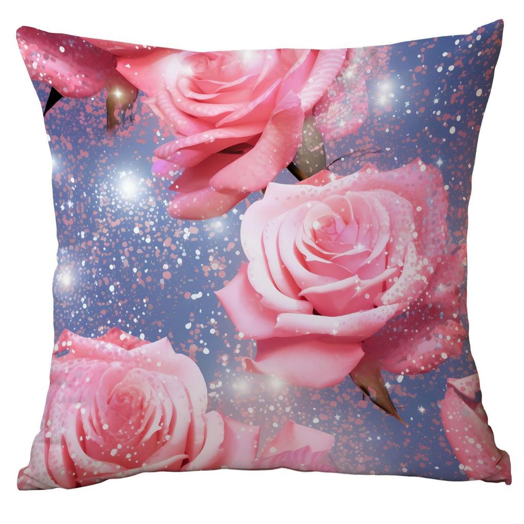 New Spring Flower Pink Rose Pillowcase Home Living Room Sofa Cushion Pillowcase