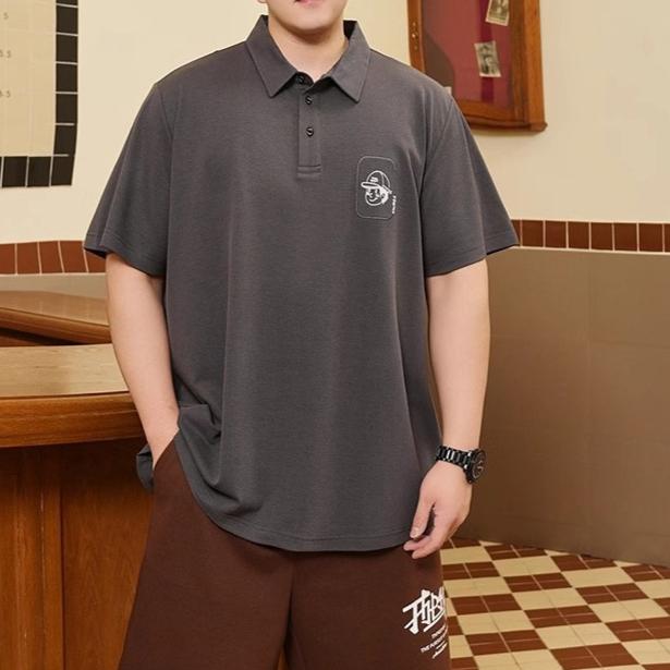 Trendy Large Size Sweat Wicking Soft Quality Breathable Men's Loose Polo Shirt--Wrinkle Resistant Casual Sports Short Sleeve Neck Shirt