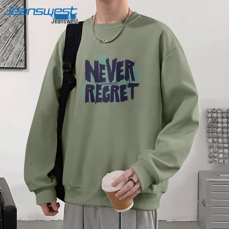 Jeanswest Men s American Style Letter Print Crewneck Sweatshirt 2XL