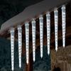 WATERGLIDE Meteor Shower Lights, 11" Outdoor Christmas Lights 10 Icicles 240 SMD LED Crystal Ice Falling Light, Connectable Raindrop Iciclelights,