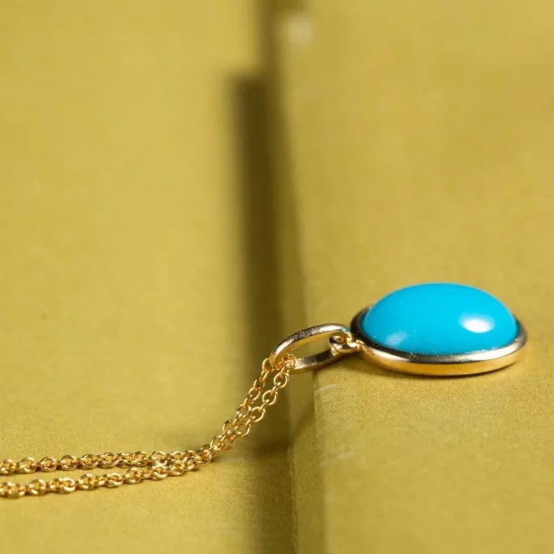 Oval Turquoise Necklaces Classic Charm New In Blue Pendant Minimally Designed Suitable for Daily Jewelry Gifts Accessories