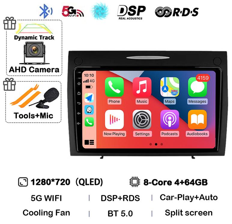 Android 14 Carplay Auto For Mercedes Benz SLK Class R171 SLK200 SLK280 SLK300 2000-2011 Car Radio Multimedia Video Player Stereo
