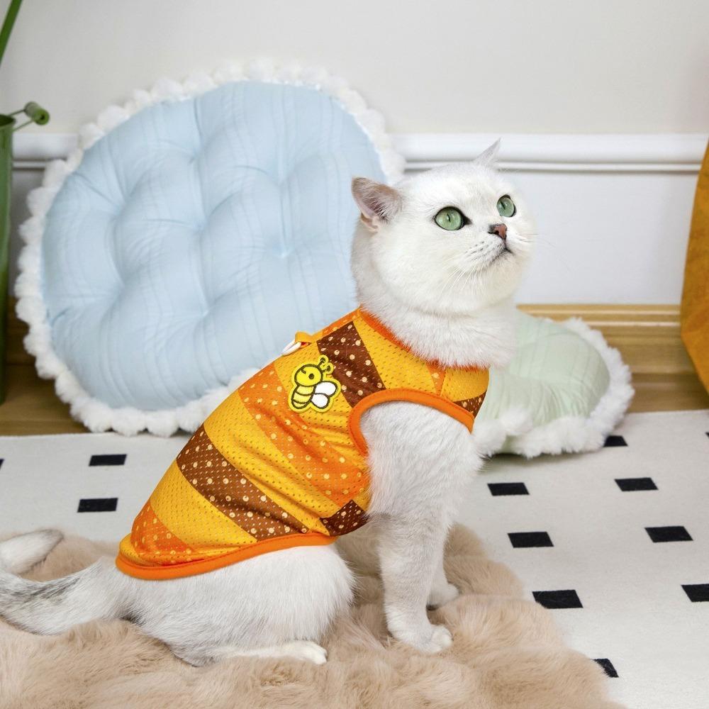 

Bee Pattern Dog Vest Mesh Dog T-Shirt Fashion Puppy Clothing Daily Wear XS оранжевый