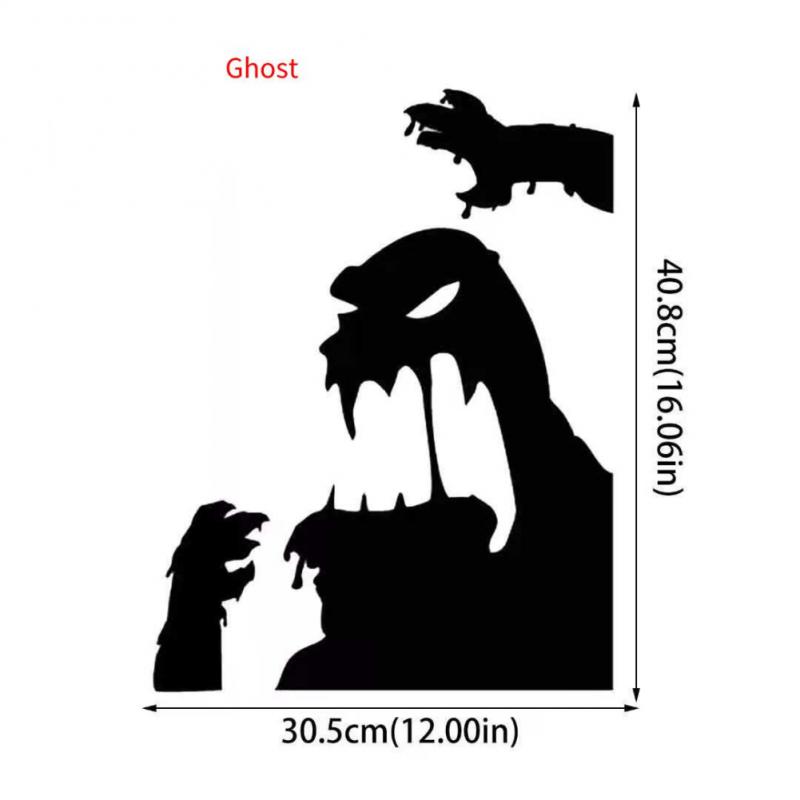 Halloween  Sticker Scary Witch Halloween Home Decor Halloweens Stickers Door Wall Decoration Scrubbed Horror Party Supplies Pvc