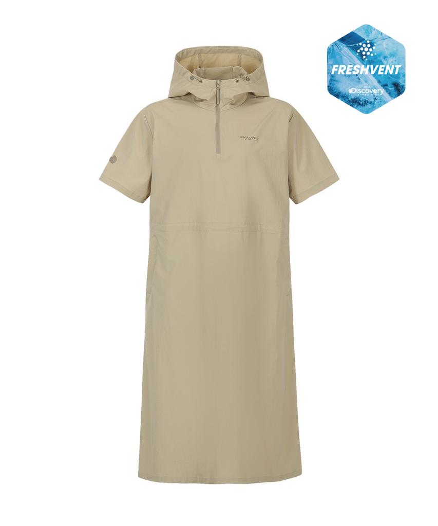 DISCOVERY EXPEDITION Women'S Freshvent Hooded Woven Dress (L/Beige)