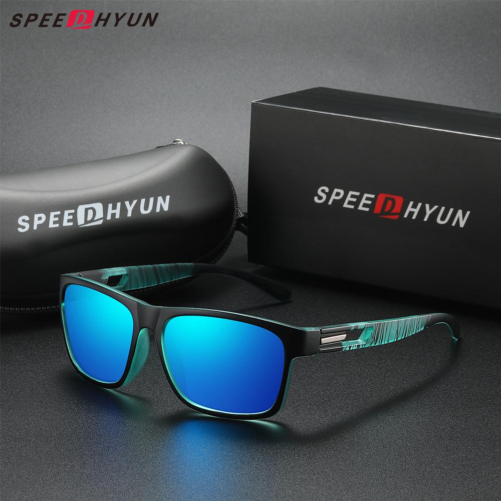

SPEEDHYUN Ultra Light Polarized Sunglasses with Retro Matte Black Frame синий