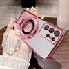 Lanyard Chain Plating Ring Holder Silicone Case For Samsung Galaxy S25 S21 S22 S20 S23 S24 Fe Plus Ultra Shockproof Stand Cover