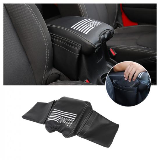 Center Armrest Cover Pad Storage Bag with US Flag for Jeep Wrangler JK 2011-2018