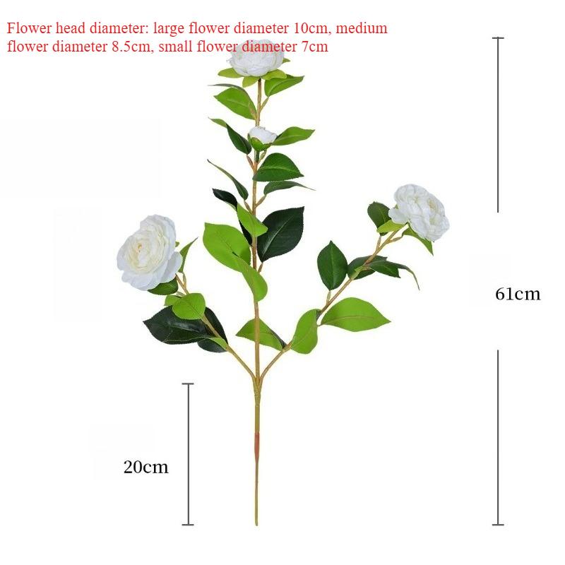 10pcs Wedding Pink Camellias Plant Simulation Flower Auditorium Decoration Artificial 4 Heads Camellia Branch Silk Fake Flowers