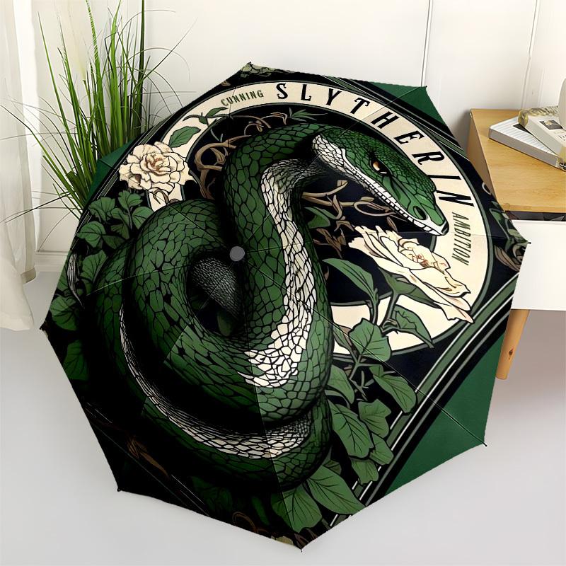1pc Slytherin Snake Ambition Roses Umbrella with Plastic Handle,Suitable for All Seasons Travel Outdoor Multi-functional UmbrellaDCS096