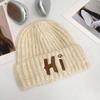 Letter knitted hat women's autumn and winter big head circumference thickened warm ear protection cold hat student outdoor versatile wool hat