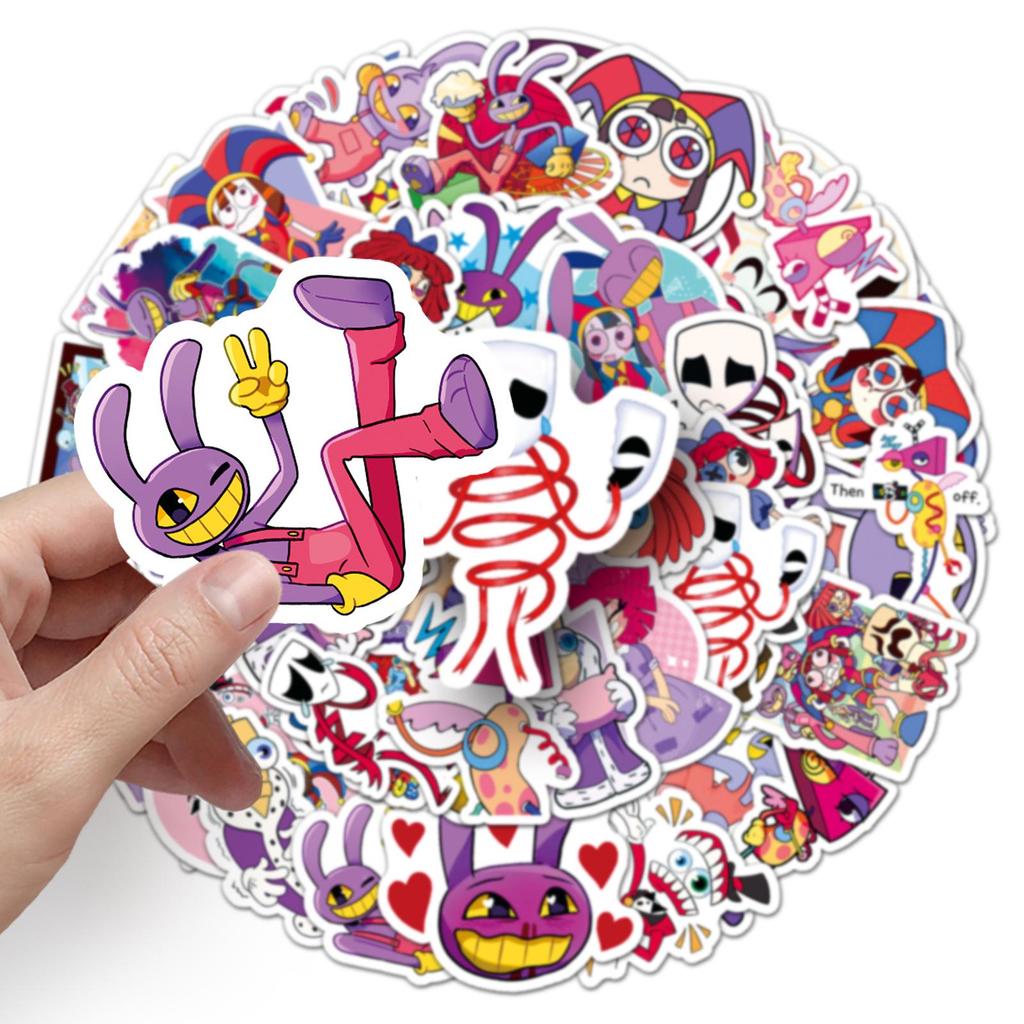 54 Pcs Waterproof Epoxy Digital Circus Cartoon Character Stickers for Phone Case Decoration