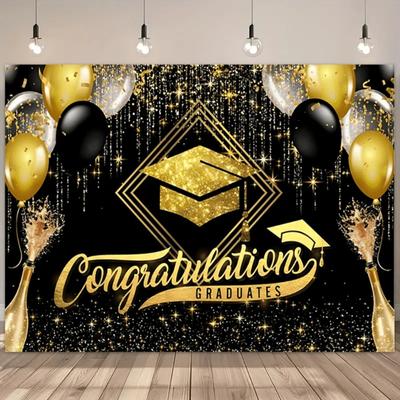 Abschlussparty Kulisse Klasse von 2025 Glückwunsch Absolventen Goldener Glitzer Ballon Congrats Grad Fotografie Hintergrund