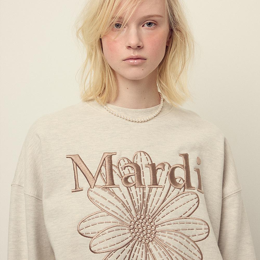 [mardimercredi] СВИТШОТ FLOWERMARDI ВЫШИВКА ОВСЯНЫЙ СЕРОВОДЫЧНЫЙ