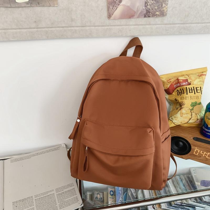 Solid Color Backpack Female Schoolbag Female Student Backpack Male