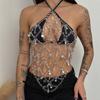 Hot Sale Club Party Festival Summer Beach Halter Neck Camisole Transparent Crystal Beads Clear Hollow-out Chest Vest Body Chain