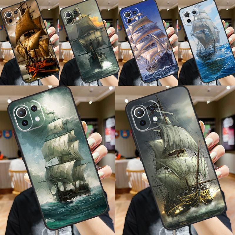 Sailing Pirate Ship Boat Case For Xiaomi 14 Ultra 11T 12T 13T Pro 12 13 Lite POCO F6 Pro M6 X3 X5 X6 M5s F3 F5 Cover
