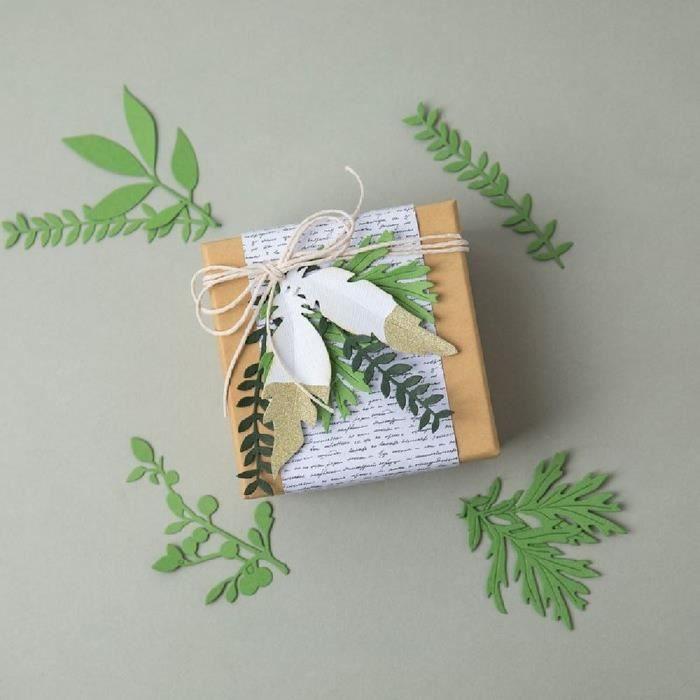 SIZZIX Thinlits Die Set - Hidden Leaves - 9 Pieces - Precise Cutting - Scrapbooking