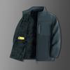 Men S Loose Fit Fleece Lined Stand Collar Jacket Casual Winter Coat