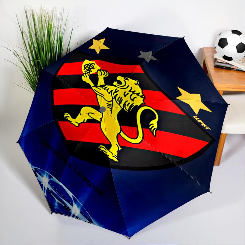 Sport Club Football Crest Printed Automatic Umbrella, 8-Frame for Travel, Camping, Casual Umbrella, Essential Gift for  for Family and Friends