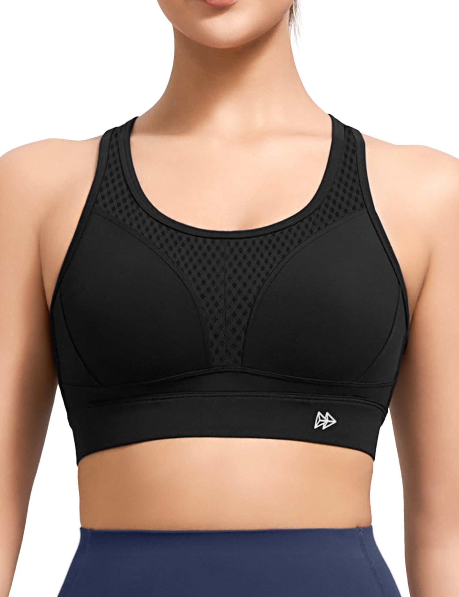 

Yvette Регулируемый спортивный бюстгальтер-борцовка с кружевом на спине для и размера 2XL Черный Женский Крючок, Влагоотводящая, Быстросохнущая сетка, Цельная чашка, чёрный