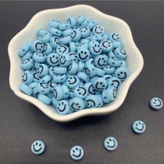 50 st 7 mm färgglad akryl DIY Crafted Bead Creative Söt leende ansikte Lösa pärlor Armbandstillverkning