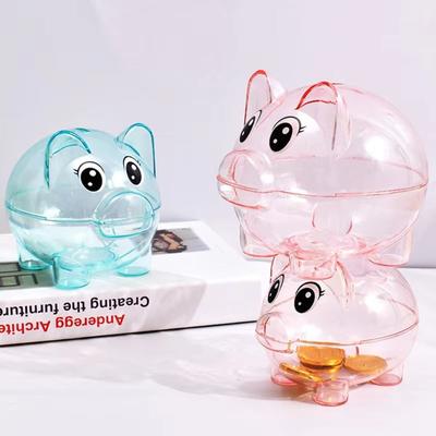 Gift Pig Shape Piggy Bank Transparent Reusable Money Box Coin Tray Storage Case for Children
