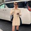 Medium and long twist sweater skirt women's autumn and winter with coat loose lazy wind thickened zipper soft waxy knitted even