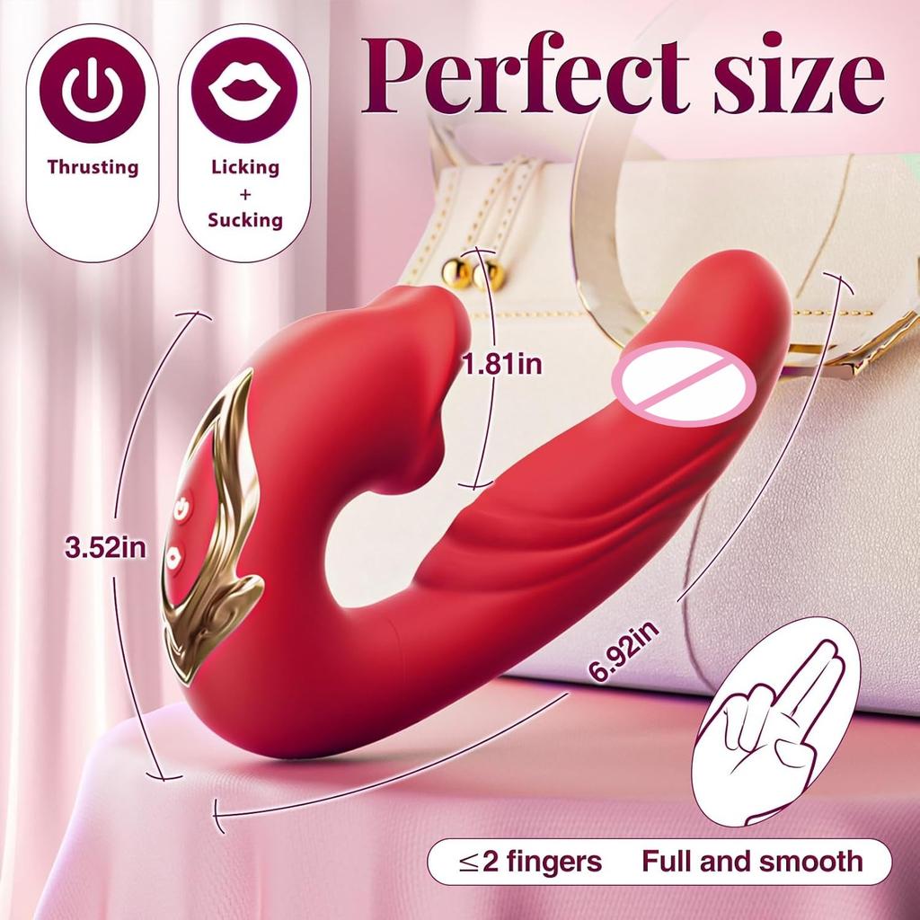 3 In 1 Tongue Licking Vibrator Telescopic Dildos Vibrating Anal Plug G Spot Vagina Clitoris Massager Adults Sex Toys for Women