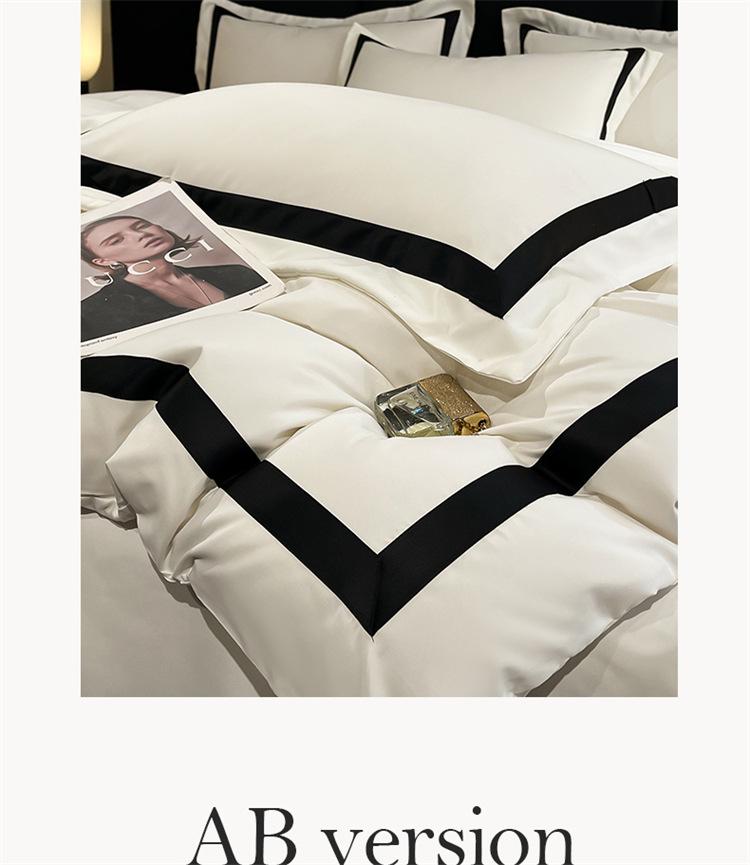 Premium Washed Cotton Luxury Bedding Set: Skin-Friendly, Brushed Duvet Cover, Sheet & Fitted Sheet - 4-Piece Hotel Style