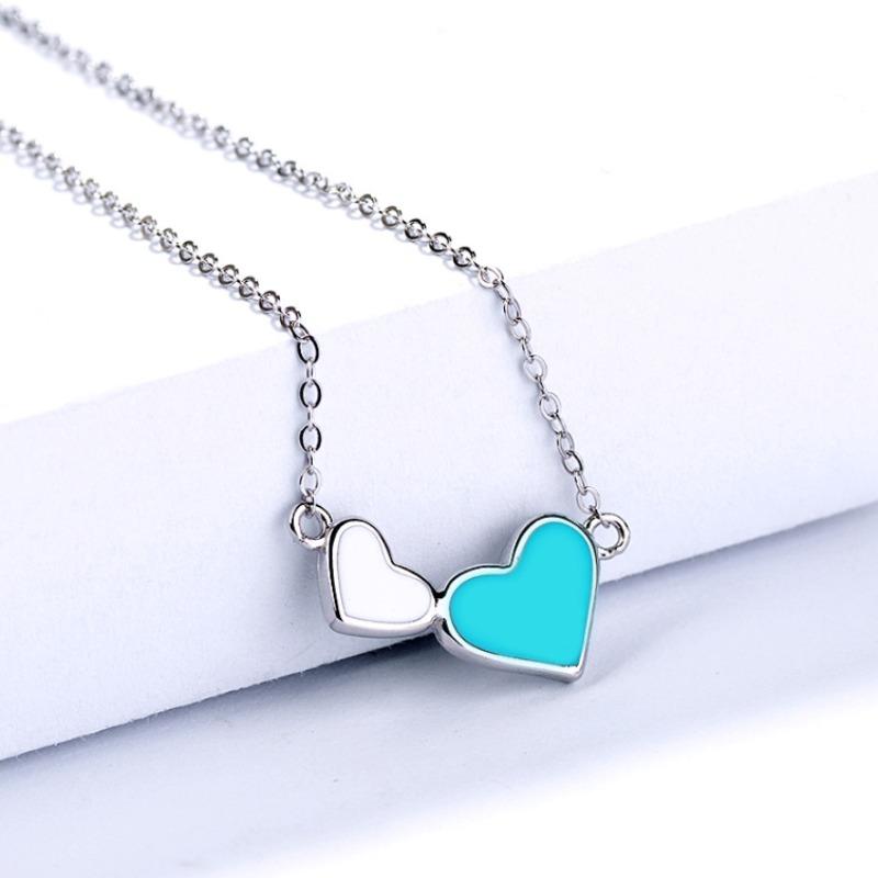 S925 Sterlingsilber Herzförmige Halskette für Damen Leichter Luxus Minderheitendesign Schlicht Alltagsfähig Mode Choker Sterlingsilber