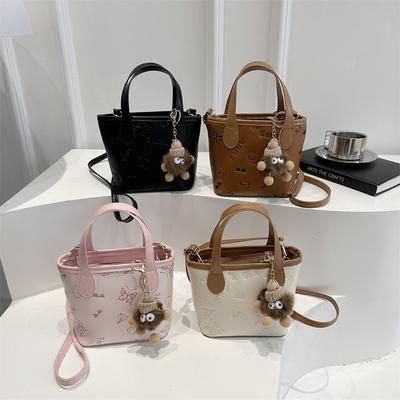 Popular Contrasting Small Bag Women's New Spring and Summer Messenger Bag Cute Embossed Portable Bucket Bag