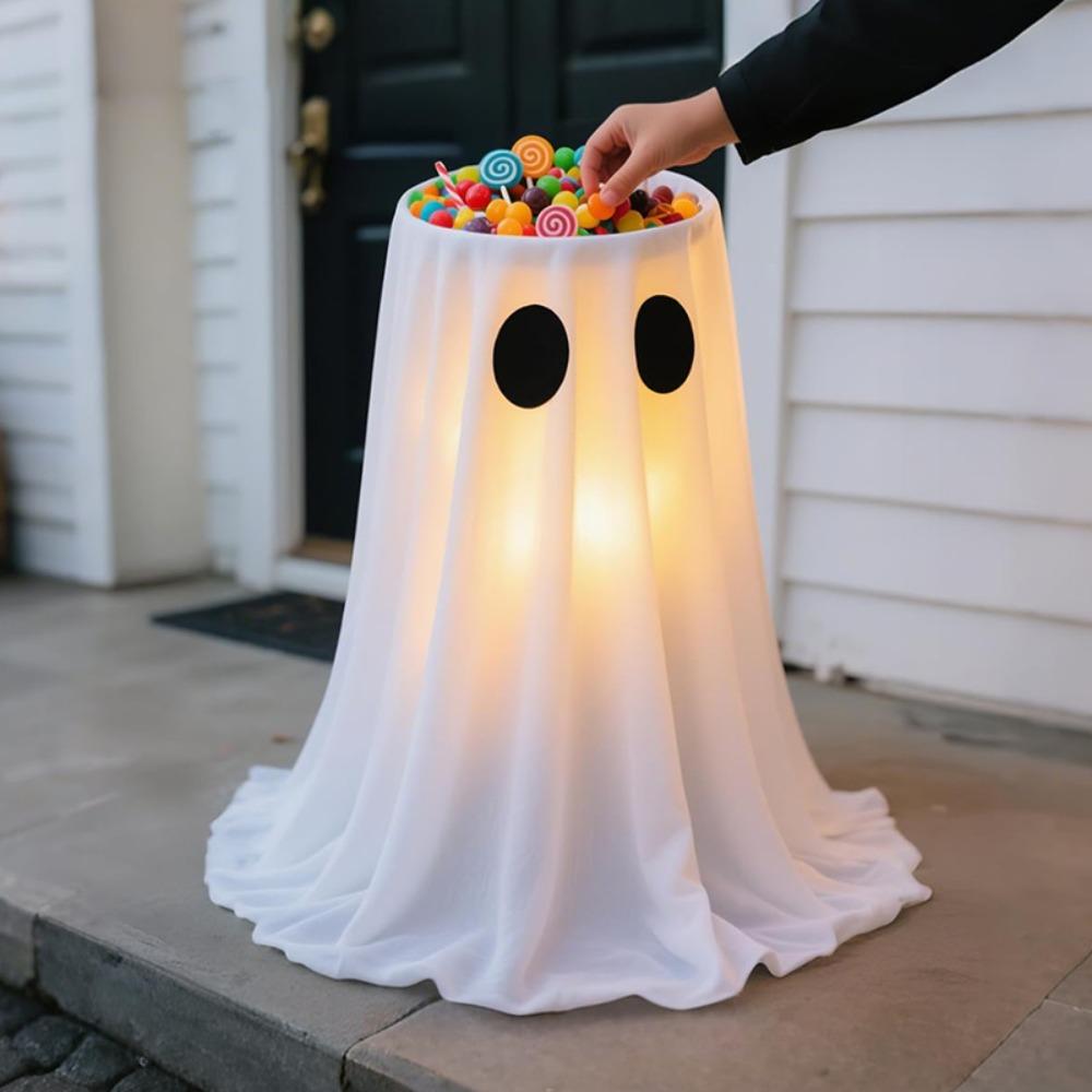 Height-adjustable Ghost Candy Bowl Standing Halloween Ornament Outdoor
