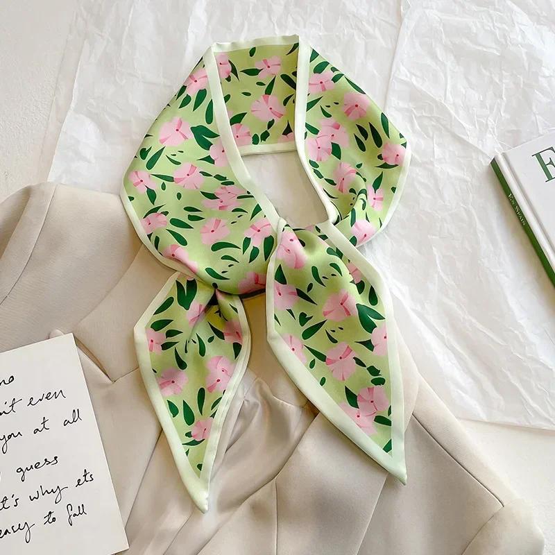 Fashion Print Hair Ribbon Scarf Women Neck Tie Bag Scarfs Satin Silk Skinny Headscarves Ladies Foulard Floral Bands 2026 New