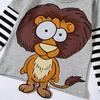 Spring & Autumn 2025 Kids' 3D Cartoon T-shirt with Striped Sleeves - 100% Cotton for Boys