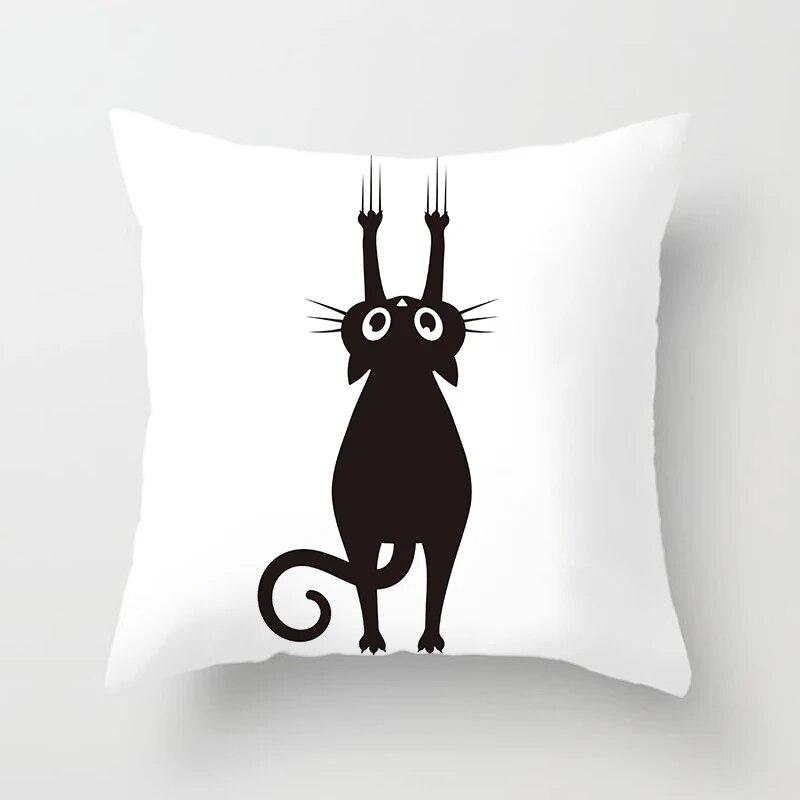 Skull Cat Black  Home Decor Cushion Cover Naughty  Sofa Car Decoration 45x45cm Pillowcase Square Polyester