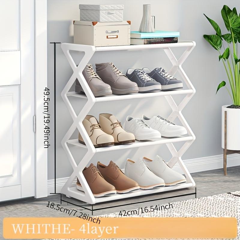 4 Tier Foldable Shoe Rack Space Saving Free Standing Shoe Storage Organizer for Closet Hallway